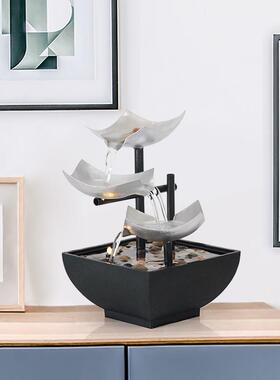 现代高无简环小型流水装饰品办公室桌面开循业生财客厅档约景观摆