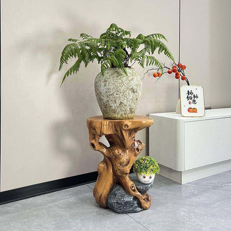 假山流水喷泉花摆件木雕树脂工仿艺根品底座QFR架盆景置物架装饰,淘宝优惠券,粉丝福利购,淘宝优惠卷