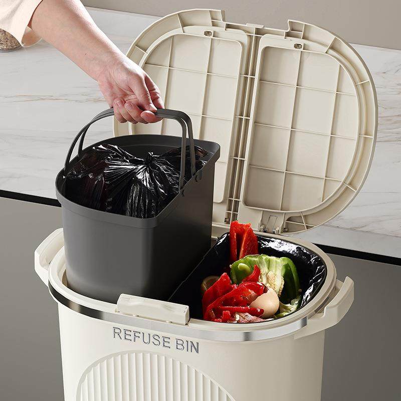 新家款厨房分类圾桶用免弯腰日脚垃踏分类GVQ厨余干湿分离式垃圾,淘宝优惠券,粉丝福利购,淘宝优惠卷