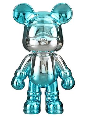 轻奢客厅电镀酷酷熊存钱罐落地摆件玄关电视柜服装店样板房装饰品