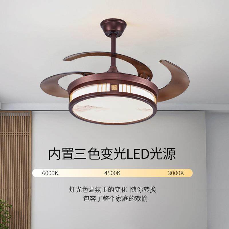 全光谱新中式餐厅吊扇灯护眼复古茶室吊灯客厅卧室静音电风扇吊灯,淘宝优惠券,粉丝福利购,淘宝优惠卷