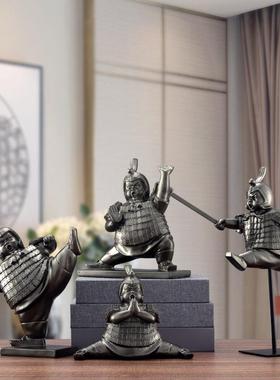 新中式家居饰品秦兵马俑摆件桌面工艺品书柜书架装饰品办公室摆设