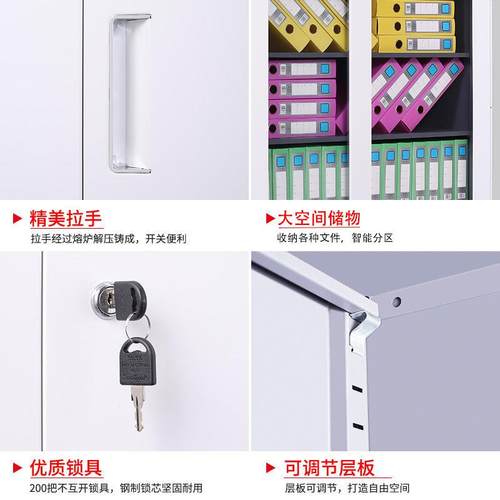 钢柜制文件柜套色皮柜铁资料柜储物柜打印机茶水柜地隔断TS09柜落 - 图2