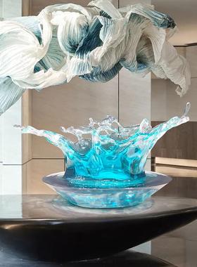 客厅玄关水酒滴雕塑造型摆件店办树塑公室透明脂水滴水滴造型艺术