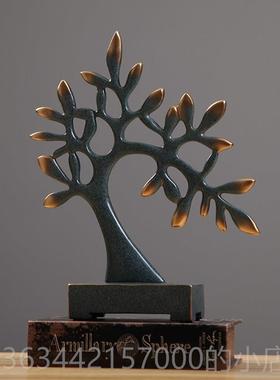 高档北居欧钱树摆件招财家客厅酒柜装品玄关电视摇柜摆设创饰意发