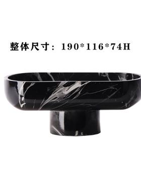 创意新1254中式板现代简售楼处样间约博架黑白高脚树脂果盘艺术古