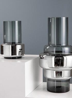 现代简约轻奢灰电镀璃水培花器样房客玻厅电板视柜室内47524装饰