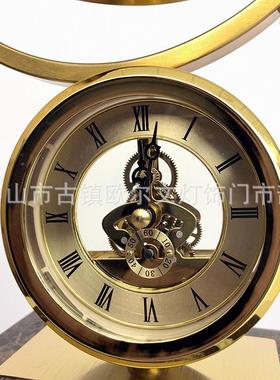 现天代轻奢高档金属浑地AQA球仪时钟摆件座钟仪样板间客厅柜酒桌