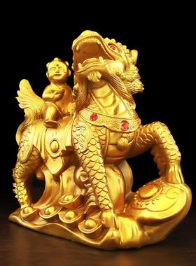 纯礼黄铜麒麟摆件居全铜的麒麟送子室麒麟送子一对儿女家装饰工艺