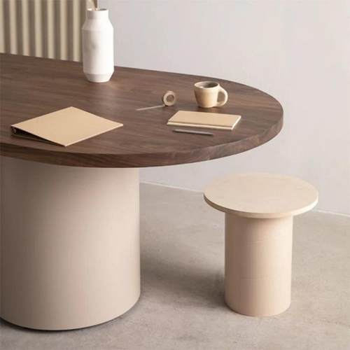 椭圆形实木小型会议桌北欧长条桌工作台简约现代原木办公桌长桌 - 图0