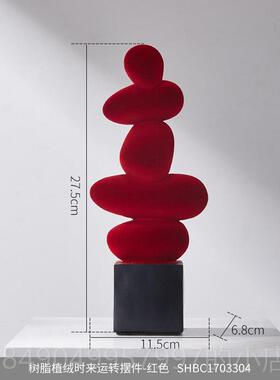 高档轻奢高档庆红色级风生水起办公客厅电视柜装饰品摆件高感喜发