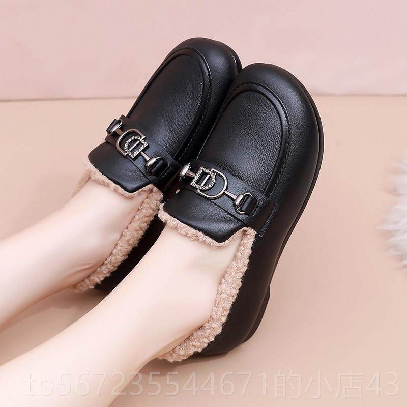 高档203新款棉鞋女冬加绒保时暖豆豆鞋尚休闲鞋2防滑妈棉妈鞋皮面,淘宝优惠券,粉丝福利购,淘宝优惠卷