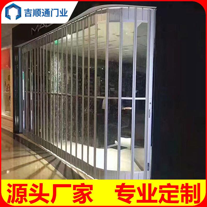 铝合金明水晶折遥叠门防尘智能控商场断商铺JEO推拉门隔门直透销 - 图0