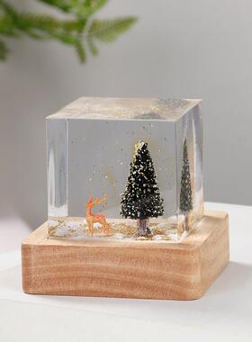 热销欧美RZK2Yr6H发圣诞节手工手光圣诞树鹿小滴胶夜灯摆件创意伴