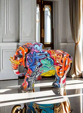 生动大象塑雕雕像树装饰用于D2431家庭装脂饰面和桌装饰可爱的装