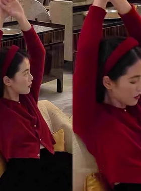 2026新款红色宽边高颜值发箍女