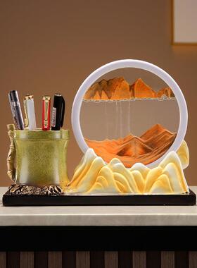 新中式办节节高升流沙件创意摆WYF玄关古架博书房书桌公室笔筒摆