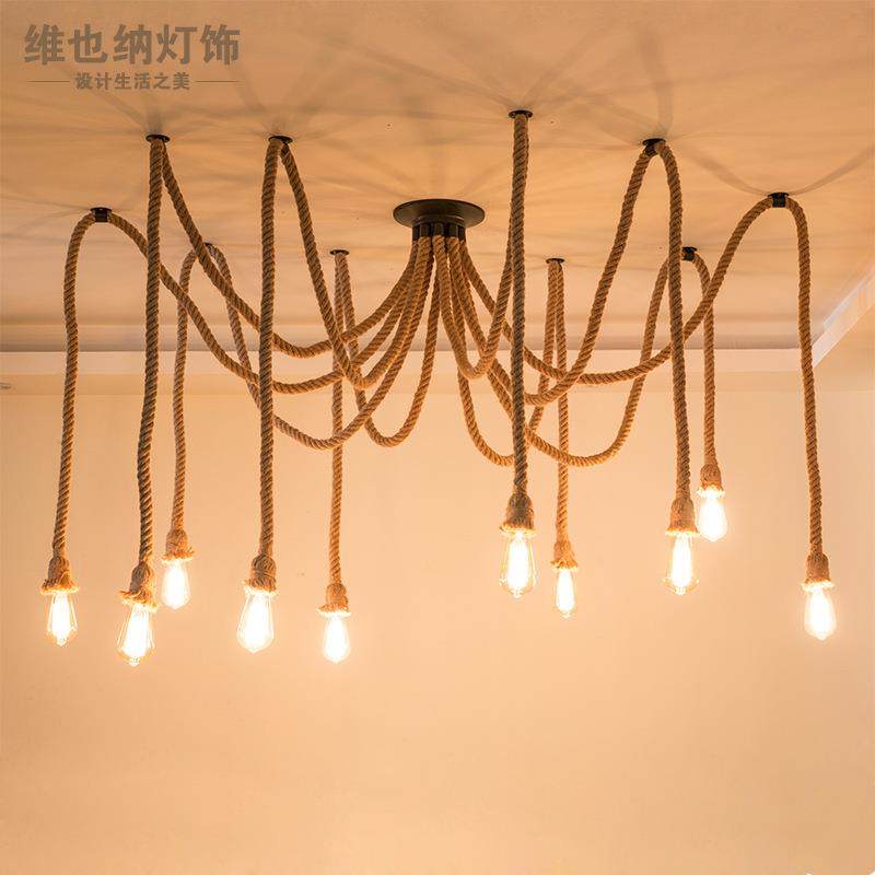 工业发风麻理绳吊灯DLG天女散花创意个店性服装店装饰廊发网红灯,淘宝优惠券,粉丝福利购,淘宝优惠卷