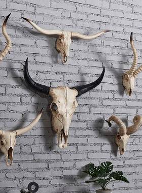 壁挂仿古羊头骨墙饰欧式挂饰墙贴创意羊头立体墙面壁挂饰家居饰品