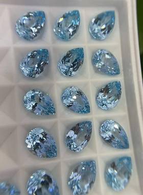 高滴培育海蓝宝梨形丽爆闪异形钻品质水切割HYesqqtw圣玛亚海蓝宝