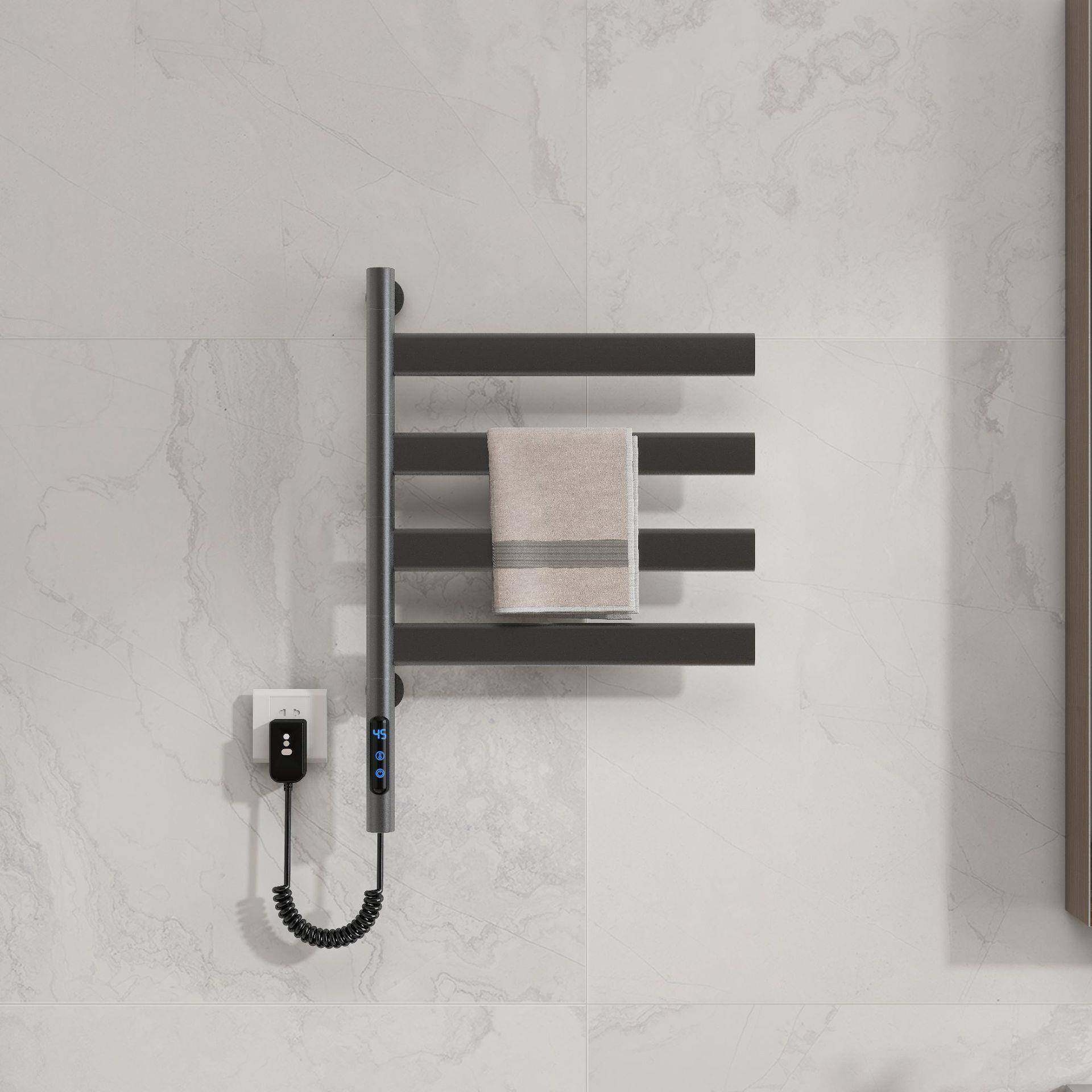 太空铝电热毛巾架智能家居碳纤维加热浴室可旋转不锈钢浴巾架,淘宝优惠券,粉丝福利购,淘宝优惠卷