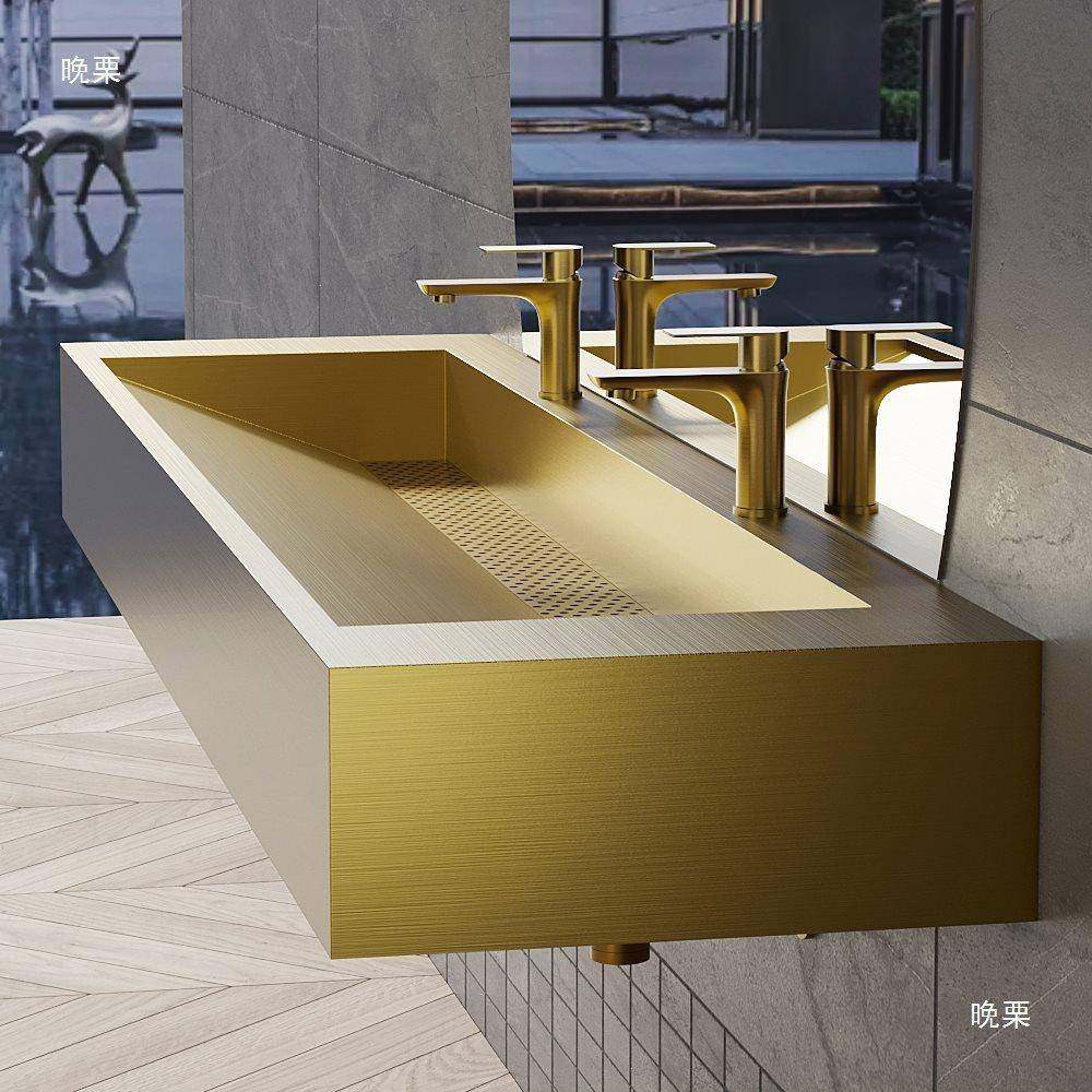 商用公共卫生间酒吧学校304不锈钢一体挂式洗手台盆水池水槽,淘宝优惠券,粉丝福利购,淘宝优惠卷