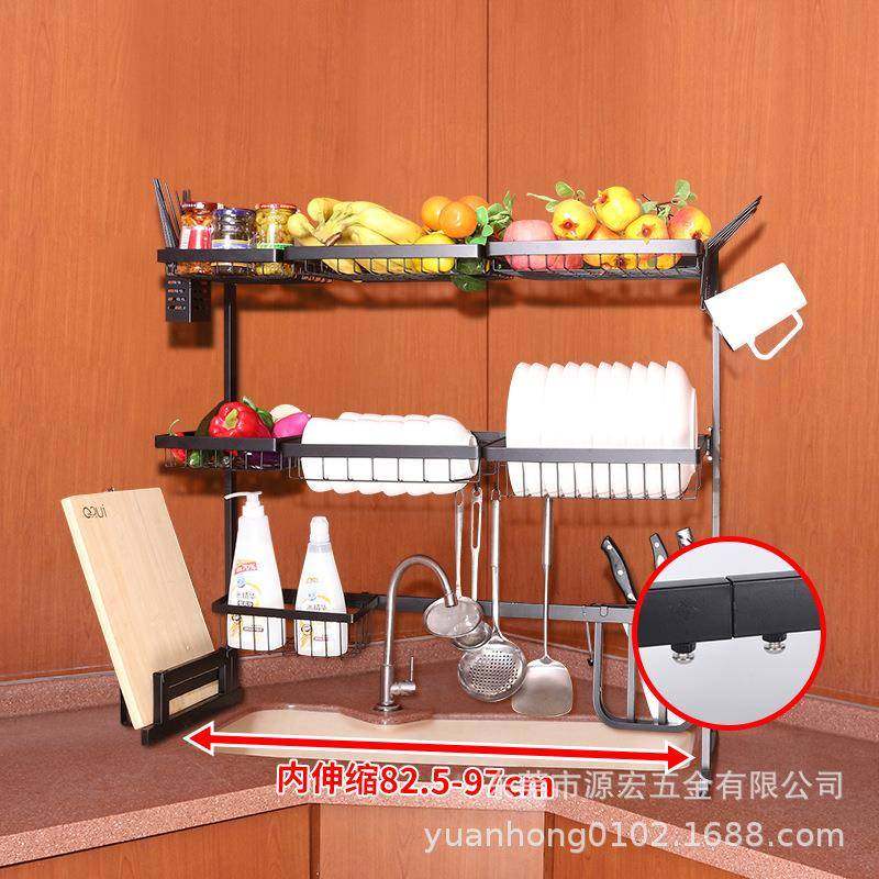不锈钢厨房伸缩水槽架碗碟沥水伸缩置物架双层碗碟晾干收纳架厂,淘宝优惠券,粉丝福利购,淘宝优惠卷