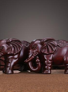 实饰木雕饰大象摆刻一对招财象办公室家居客tb-60160厅电视柜装木