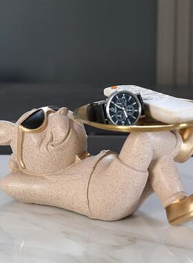 托盘收纳斗牛犬动物雕像酷狗雕像雕塑客厅卧室装饰家居室内装饰配