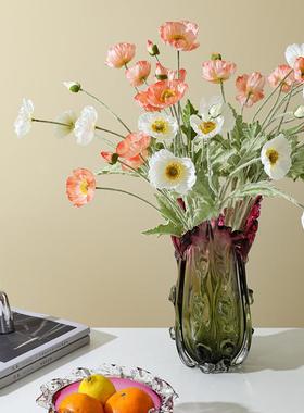 HP046新品欧式红粉色琉花瓶果盘插水花器居家客厅套装璃饰网品摆