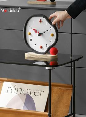 家居客厅室台式座钟玄关视柜卧创时钟桌意面电摆件F97HHJ5T装新品