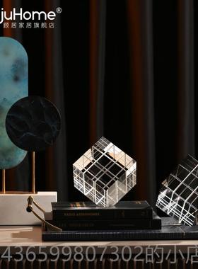 正品简现代轻奢水晶魔方摆件家居约厅书房公室桌面创意客工艺办品