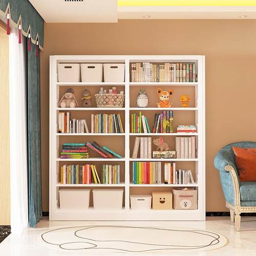 钢制图书馆书架家用儿童书架置物架落地铁艺书柜阅览室书籍绘本架 - 图2