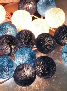 20头缠线七彩串棉球灯-带灯 泰国灯饰工艺品酒吧茶室家居彩灯