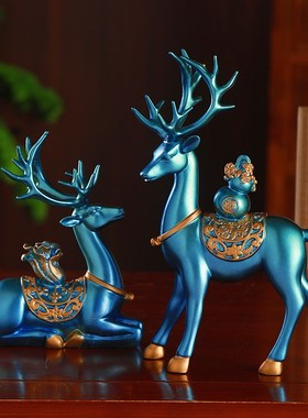 百财旺宅福鹿招财摆件乔迁礼物家居办公室客厅酒柜玄关创意装饰品