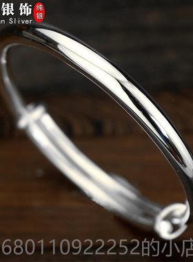 正品银光拉扣手镯 99男女款韩版百搭9银镯子森系情面侣简约银纯手