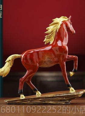 正品大明铜匠马成到功马摆件开玄关办公室艺品装工饰品乔迁新居业