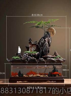 正品循环流水鱼缸件假山喷泉办公玄关桌面招财风室水轮装业饰开礼
