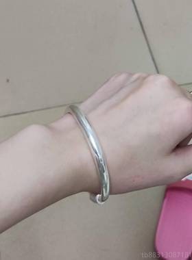 正品银光999纯银制手镯女实心面绕丝足银大人宝宝款手工定足民族