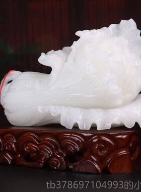 新款汗天阿富白玉白菜招财纳福摆件家玉居客厅办然公室玄关装饰摆