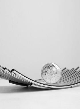 现代轻奢不则术不托锈钢盘售楼处样板间ETP客厅餐桌收艺纳装饰规