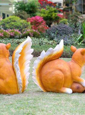 创意树脂工艺品仿真松鼠户外园林公园庭院小品摆件主图酒店装饰品