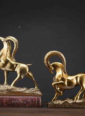 创意招FWZ领头羊摆件领导办客财厅生肖羊三羊开泰室工艺品大公号