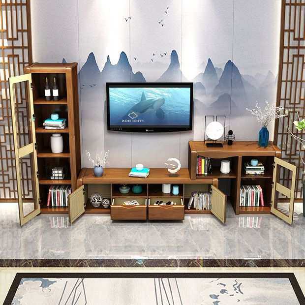 客厅电视柜组合实木中式影视机柜现代茶几地柜背景墙一体柜高矮柜,淘宝优惠券,粉丝福利购,淘宝优惠卷