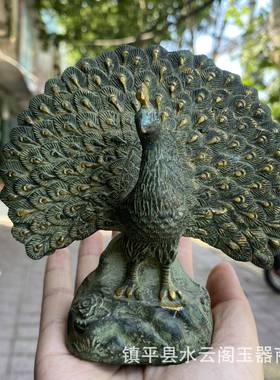 青铜孔雀摆件雀开屏摆件居开富SDR001花贵工艺品摆孔件直家播