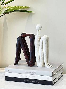 现代简约背酒靠背象人物书挡摆件办公室柜书抽架书书房壁背靠背人