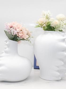 简约现代几白色刺猬造型树瓶脂花样板间客厅摆哑光何不1规则件花