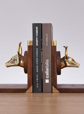 印度进口创意简铜马JKD88067书件靠鹿头书档笔筒书装房书桌摆家约