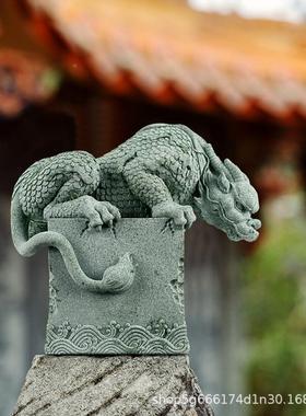 书中式青砂石盘龙石件YMH玺摆家居桌面宠房镇纸茶鱼缸景观造景装