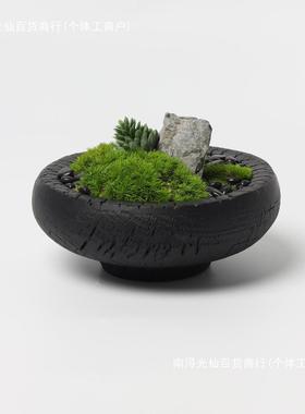 新物中式生苔藓植盆景微景观书房桌面永摆tlznsd%h件花艺房盆栽